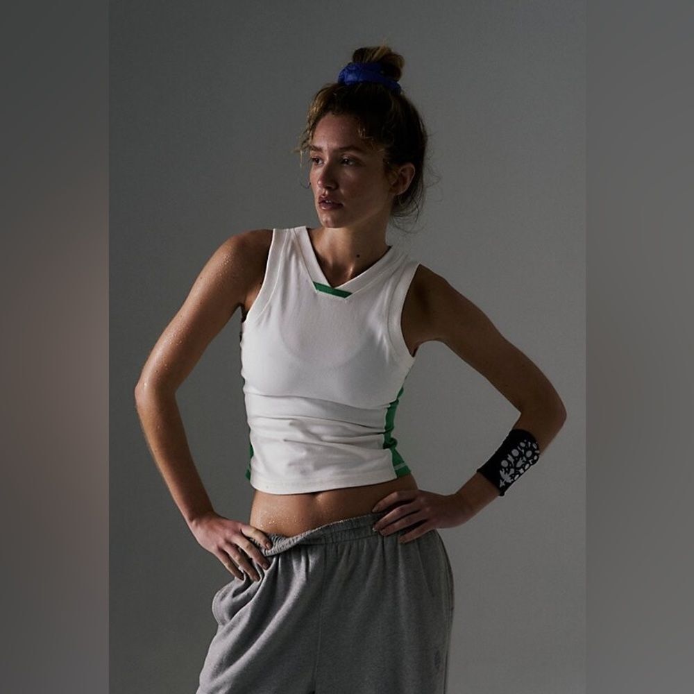 NWOT Free People Movement Powerwalk Tank | XS | White + Green